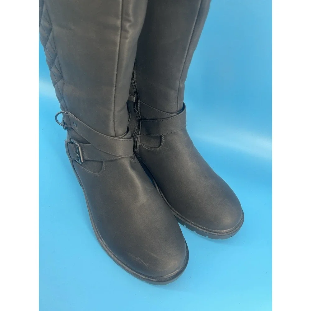 Torrid Black Quilted Knee High Riding Boots Women's Size 10WW New